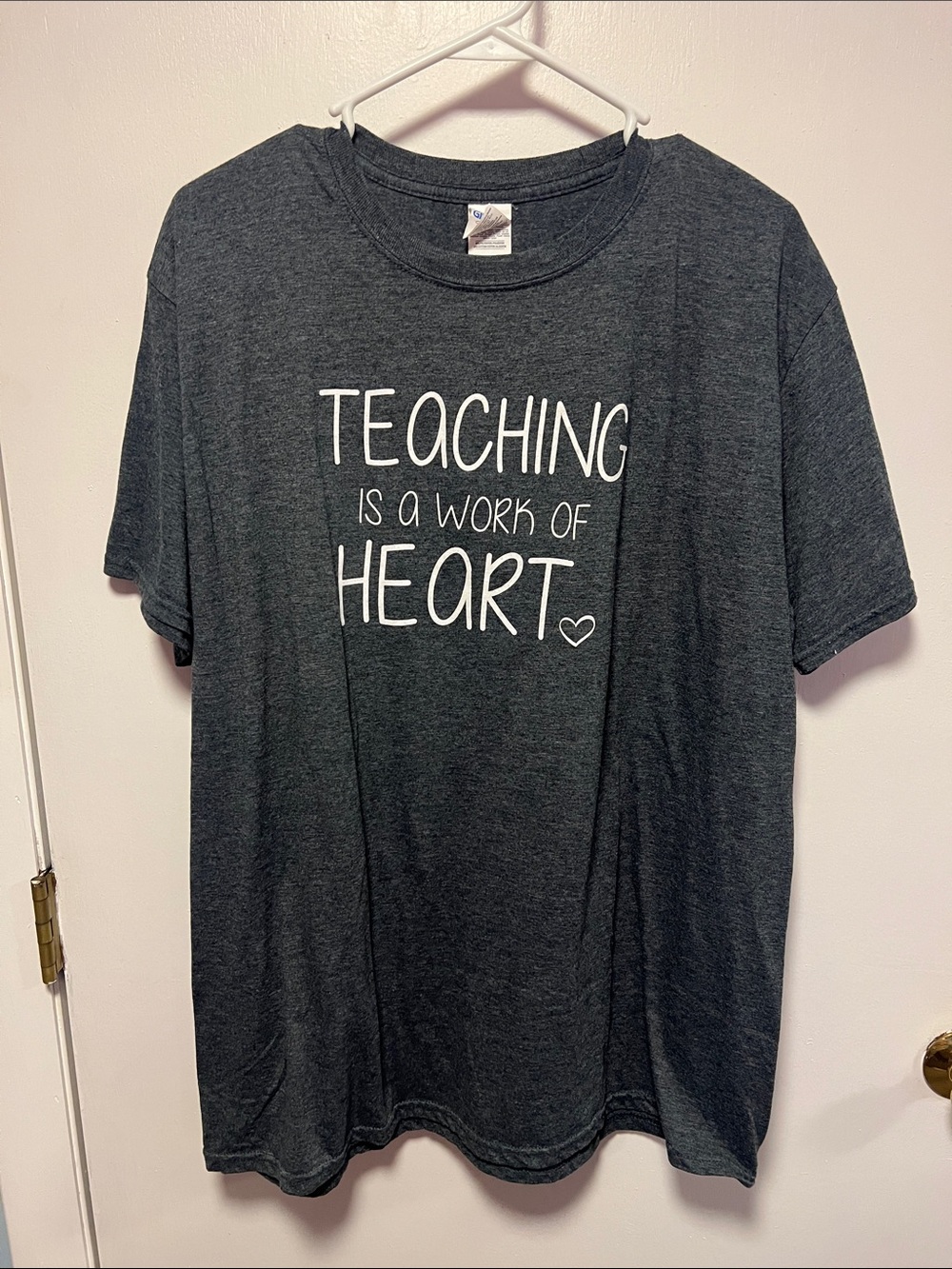 Teaching Is A Work Of Heart Kids Tee - Dark Gray